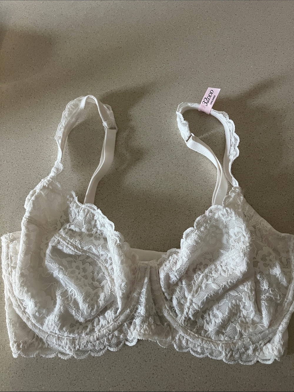 White Lace Underwire Bra - 32DDD